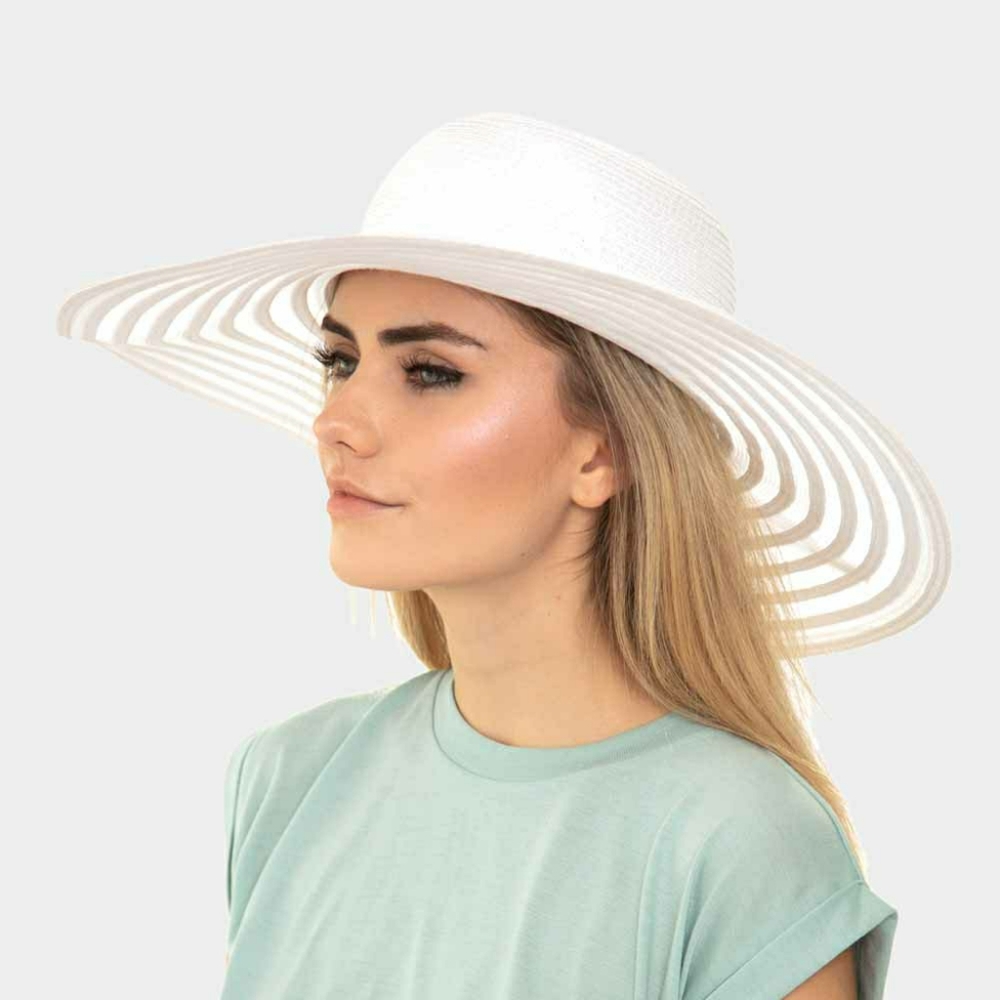 White Straw Bow Summer Sun Hat